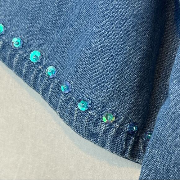 Vintage Denim top with sequin accents and 3/4 sleeves NWT. Size Small - Picture 3 of 6